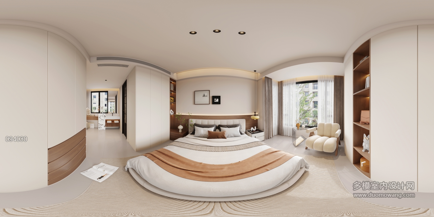 5现代中古风主卧全景