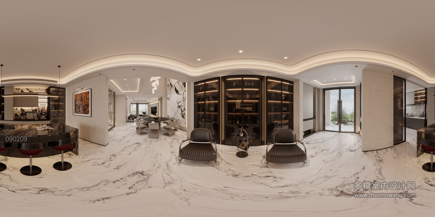 现代一层西厨全景