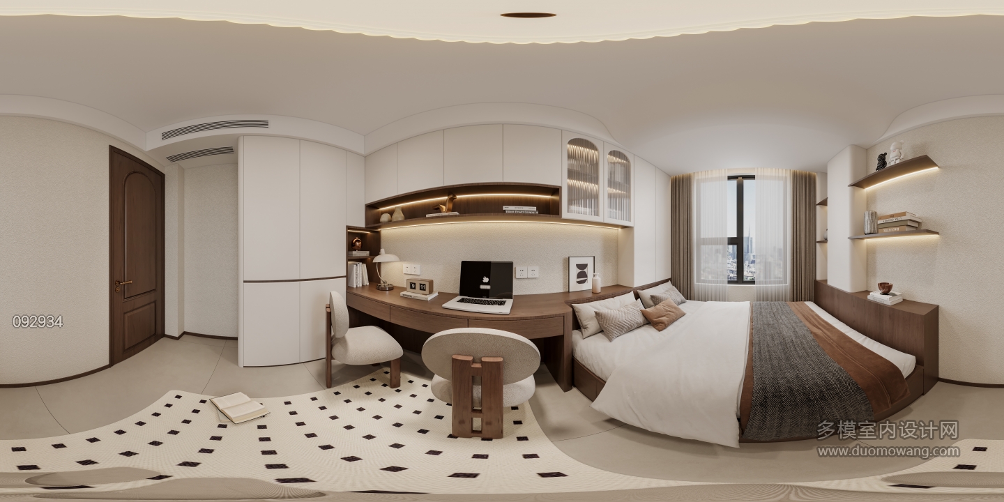 中古风榻榻米卧室全景