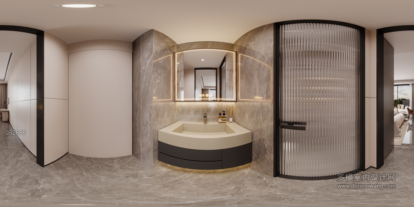 现代3层卫生间干区全景