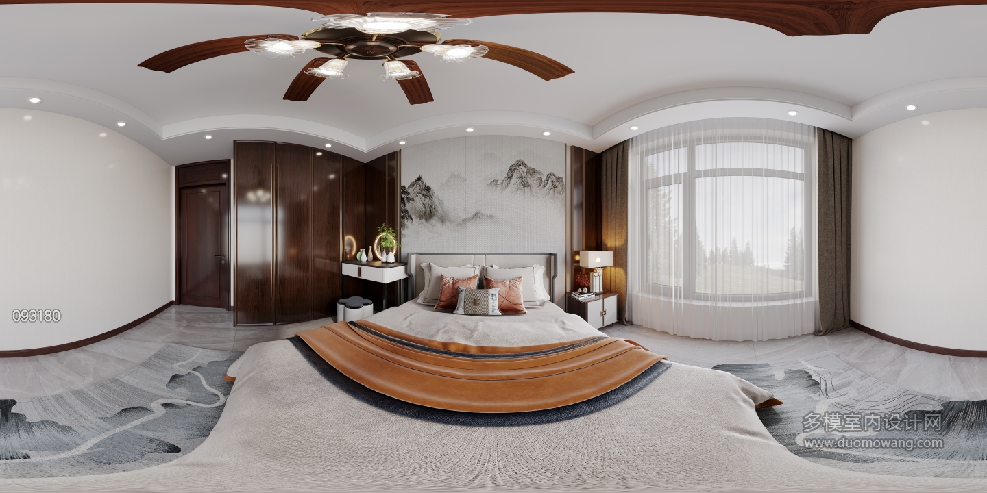 新中式一层次卧全景