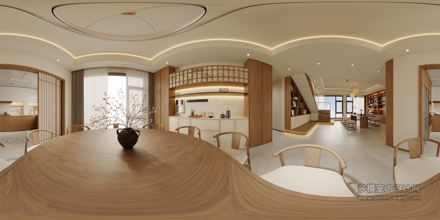 新中式宋式餐厅全景