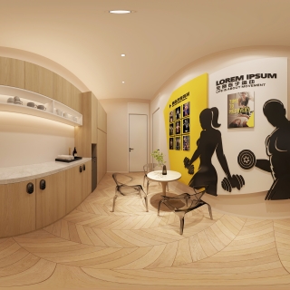 现代健身房全景休息区 (1)