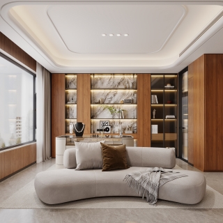 现代五层主卧休息区特写