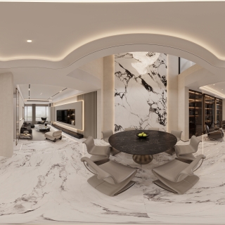 现代一层餐厅全景