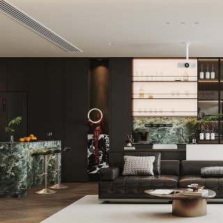 现代-客厅书柜特写