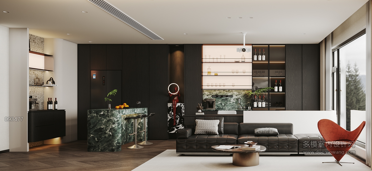 现代-客厅书柜特写