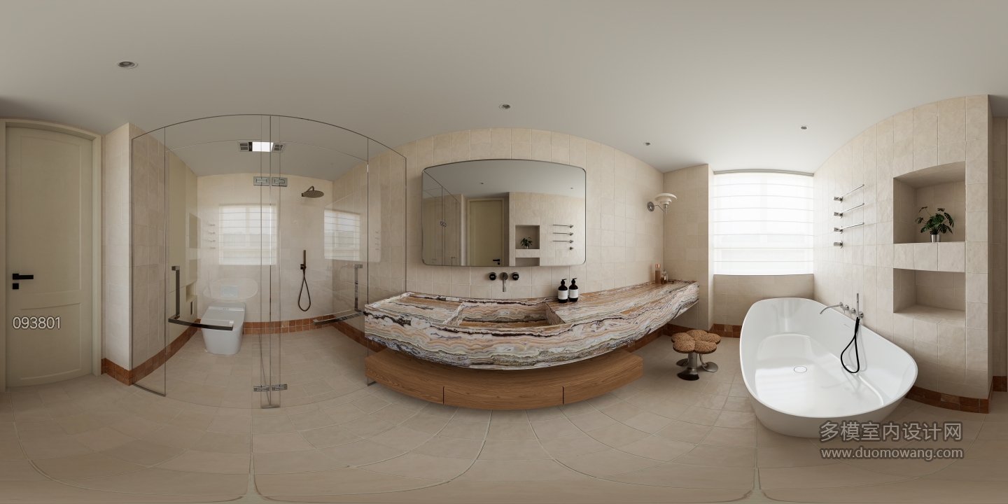 中古风女孩房卫生间360