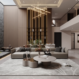 现代负二层客厅特写A