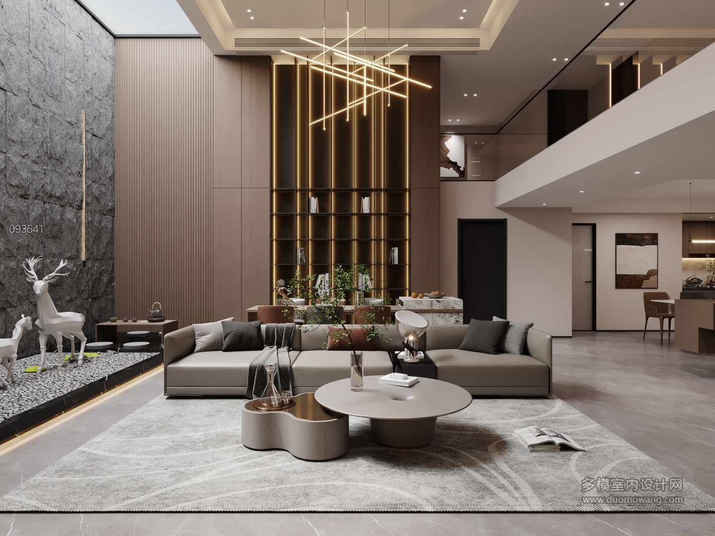 现代负二层客厅特写A