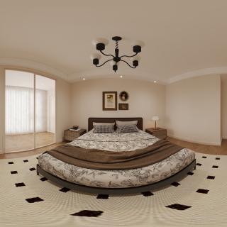 法式沙发墙后面次卧全景