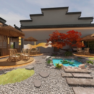 侘寂餐厅静态庭院a (1)