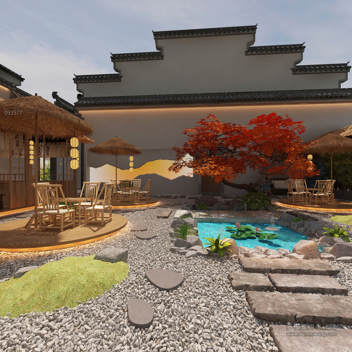 侘寂餐厅静态庭院a (1)