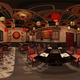 新中式火锅店1F散座区 (1)