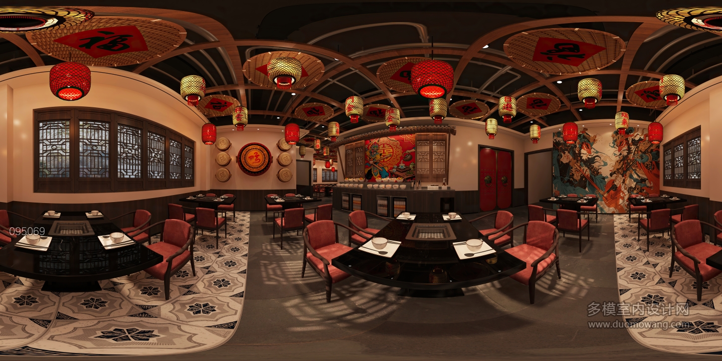 新中式火锅店1F散座区 (1)