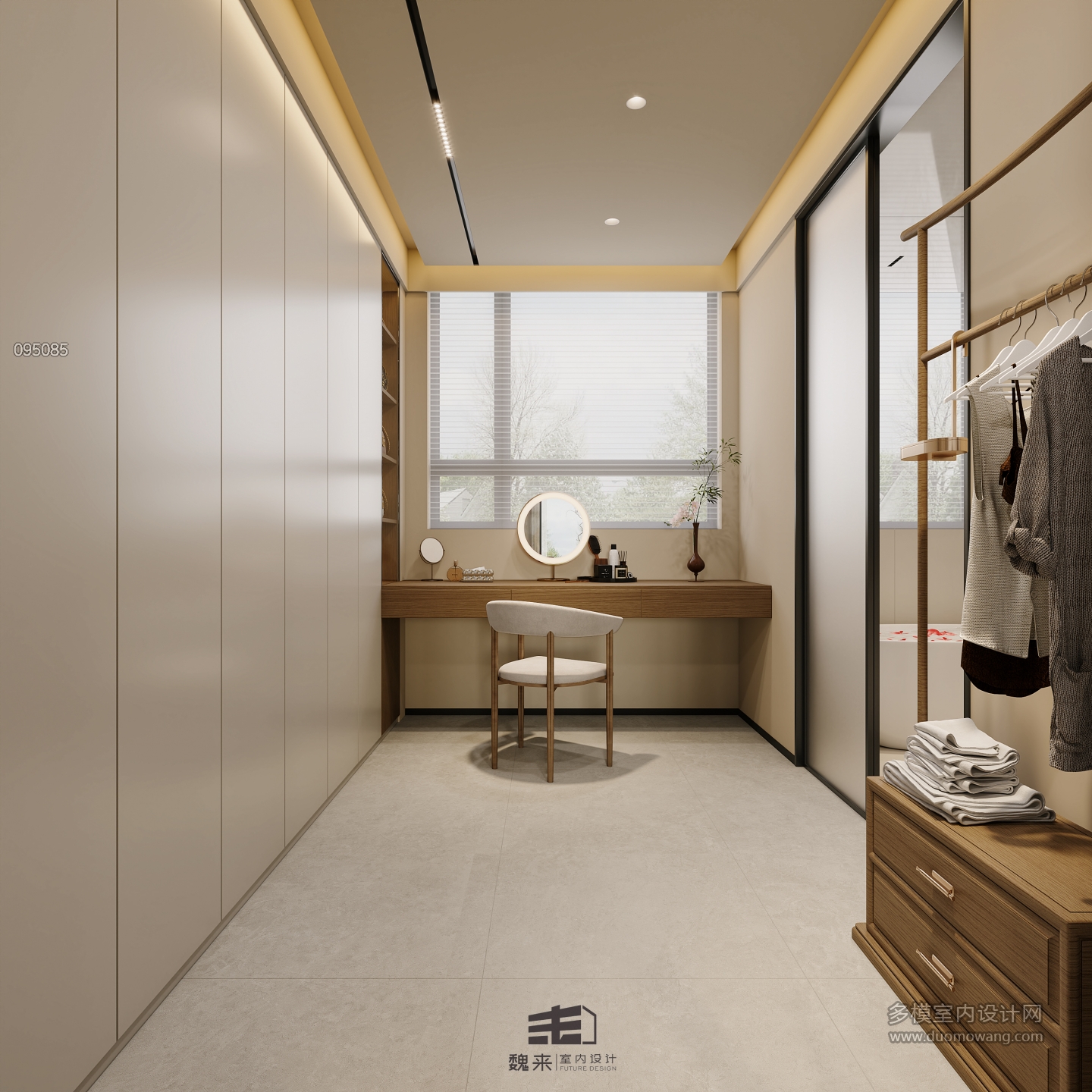 二层宋代中式衣帽间特写