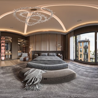 现代别墅三楼主卧室全景