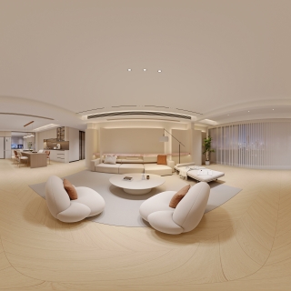 奶油风 客厅全景