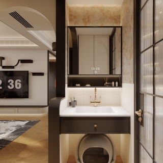 法式中古次卫干区洗手台