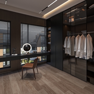 现代别墅三楼衣帽间单张