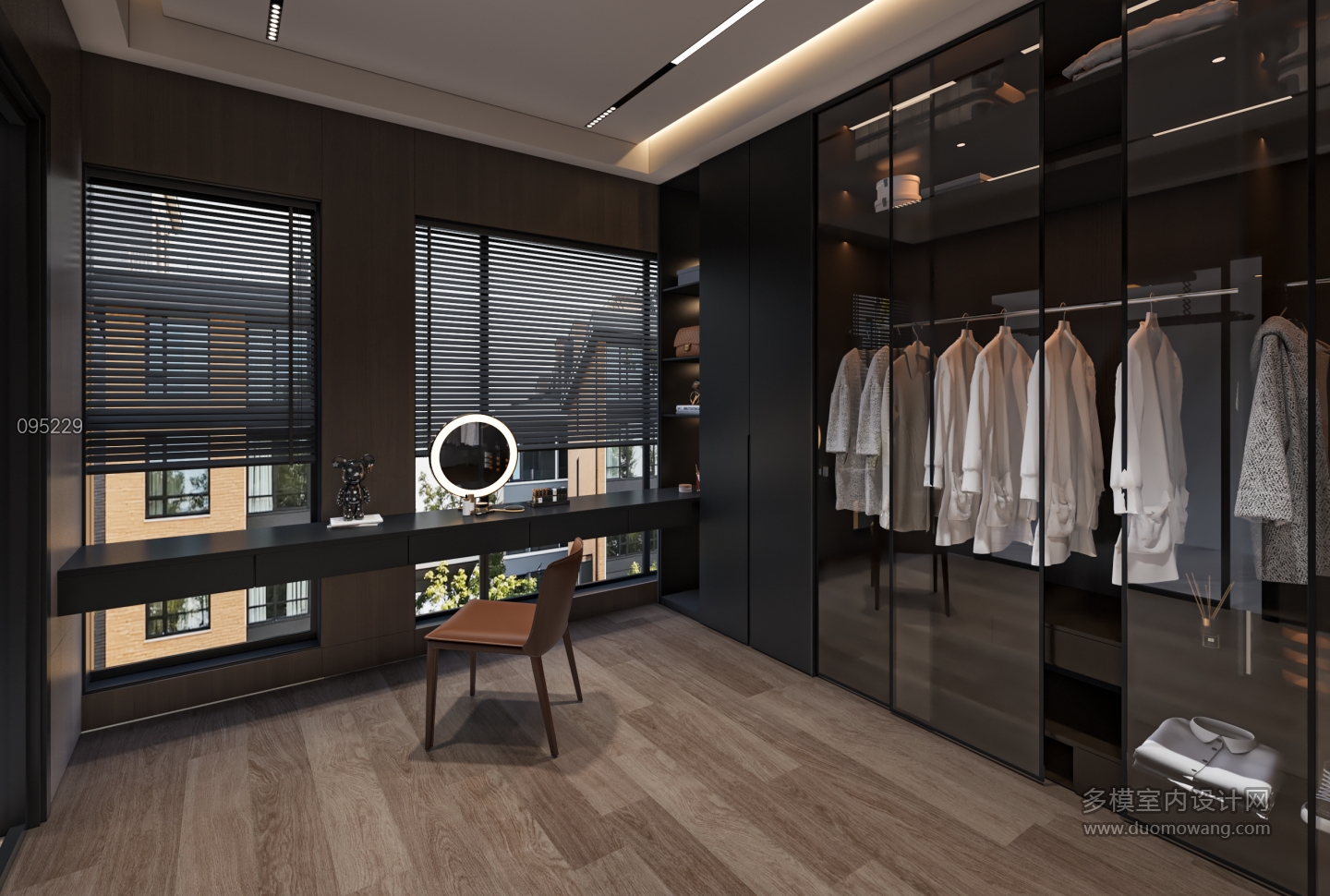 现代别墅三楼衣帽间单张