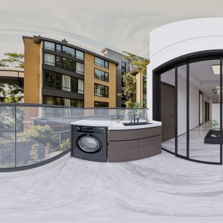 现代别墅二楼阳台全景