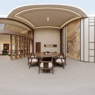 宋式美学负二茶室全景