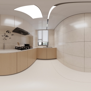 现代奶油厨房特写