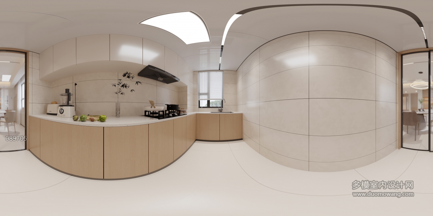 现代奶油厨房特写