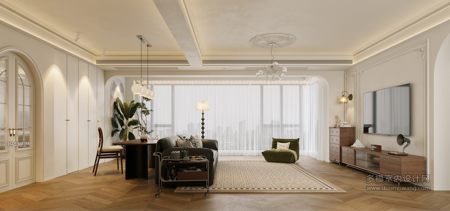 法式中古奶油客厅特写