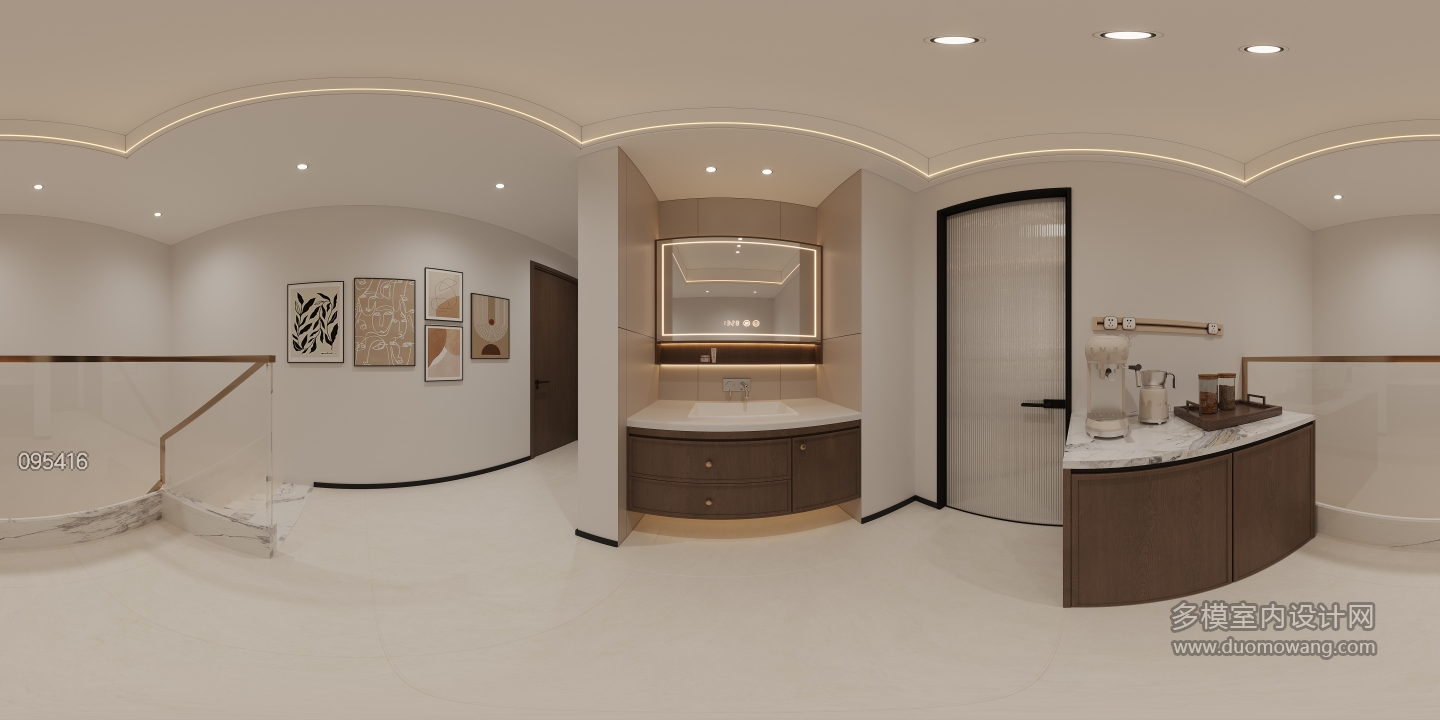 现代二楼过道干区全景