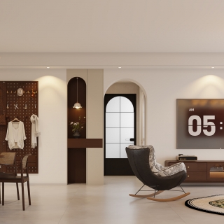 中古风客餐厅-电视墙静态