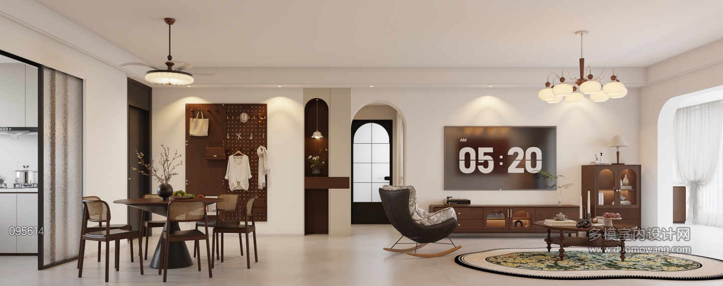 中古风客餐厅-电视墙静态