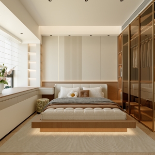 极简奶油主卧单张