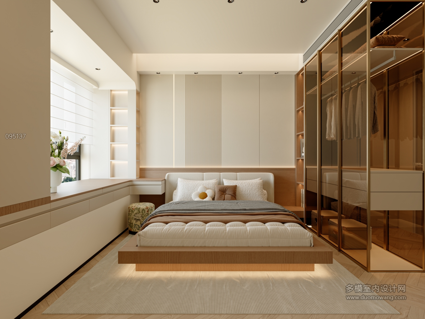 极简奶油主卧单张