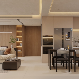 意式轻奢客餐厅_沙发墙