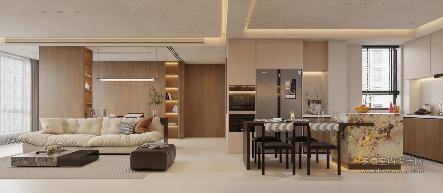 意式轻奢客餐厅_沙发墙