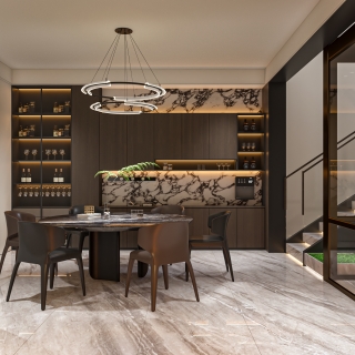 现代别墅负一餐厅单张