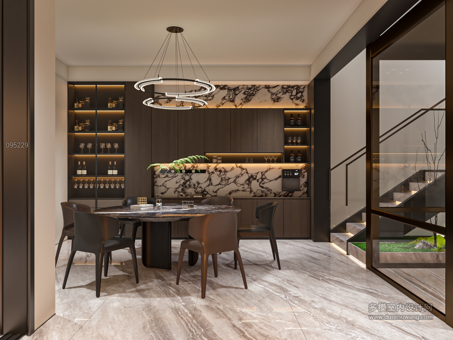 现代别墅负一餐厅单张