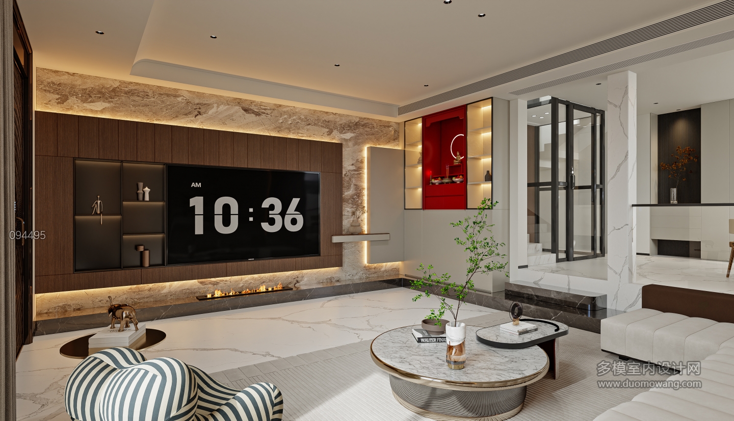 意式轻奢一层_一层客厅001