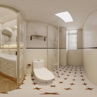 中古奶油卫生间全景