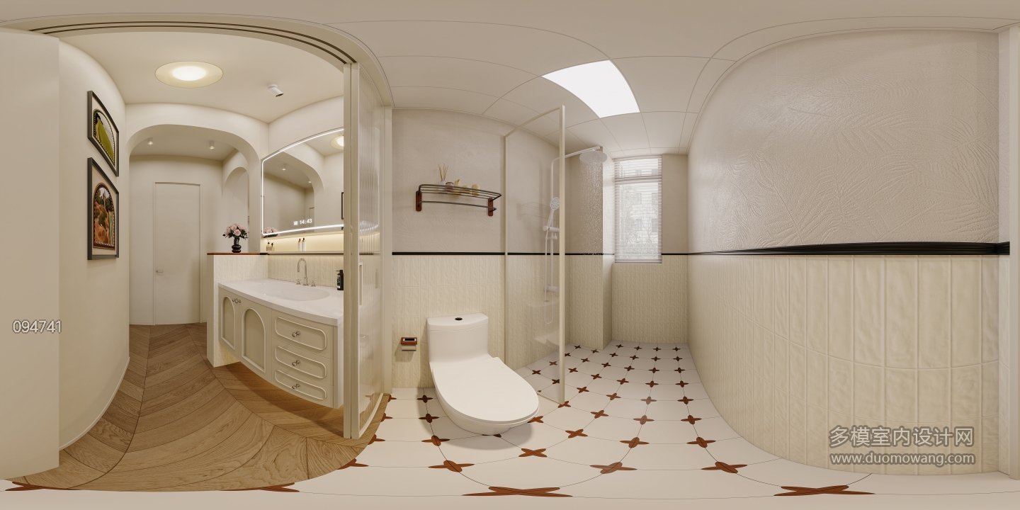 中古奶油卫生间全景