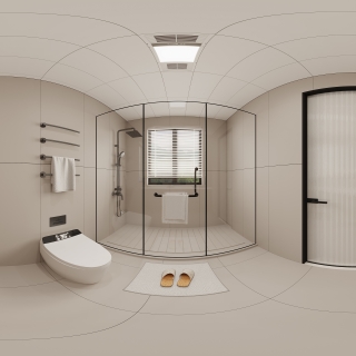 现代二楼主卫全景