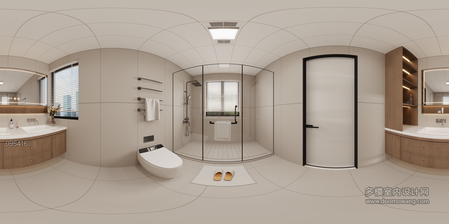 现代二楼主卫全景