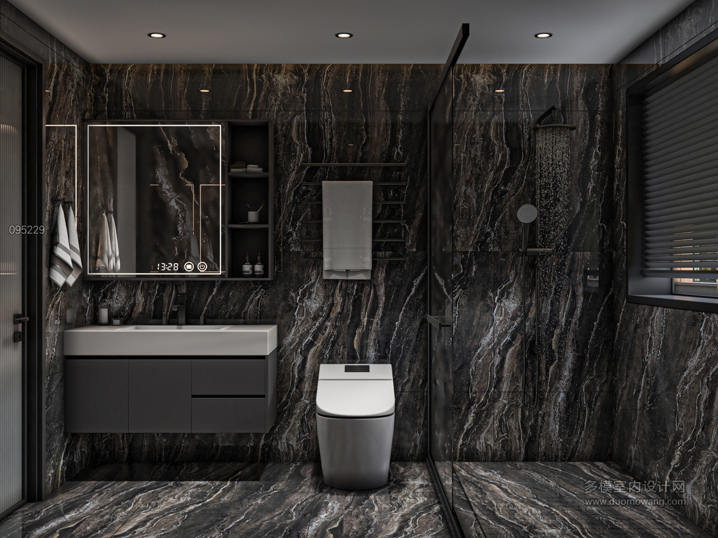 现代别墅二楼卫生间单张