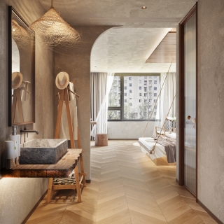 现代原木卧室单张