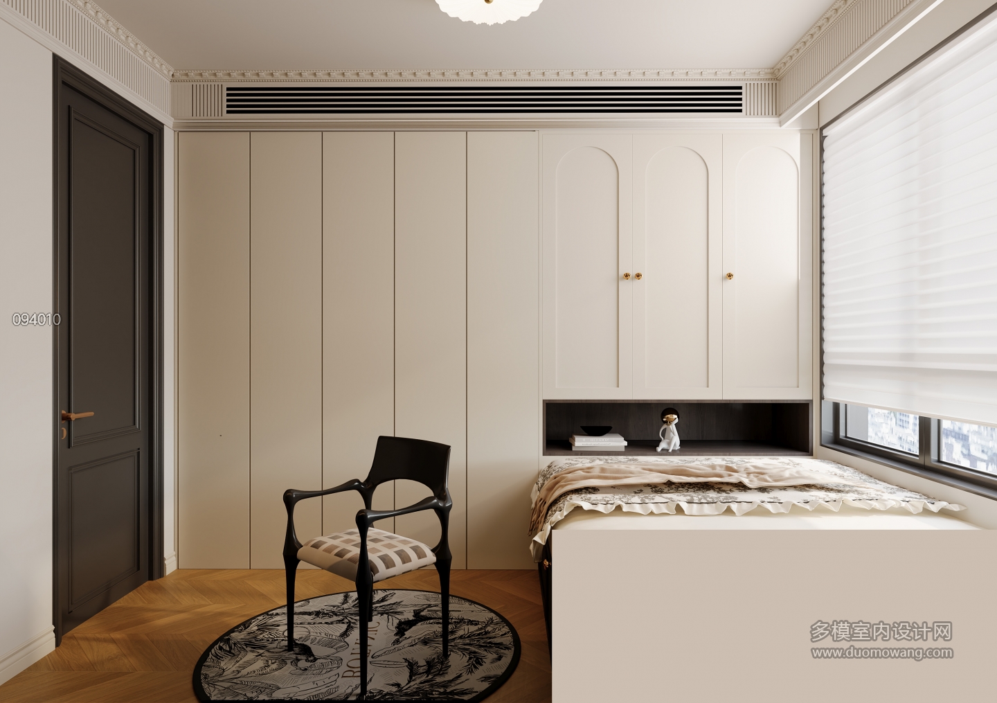 法式奶油榻榻米静态衣柜