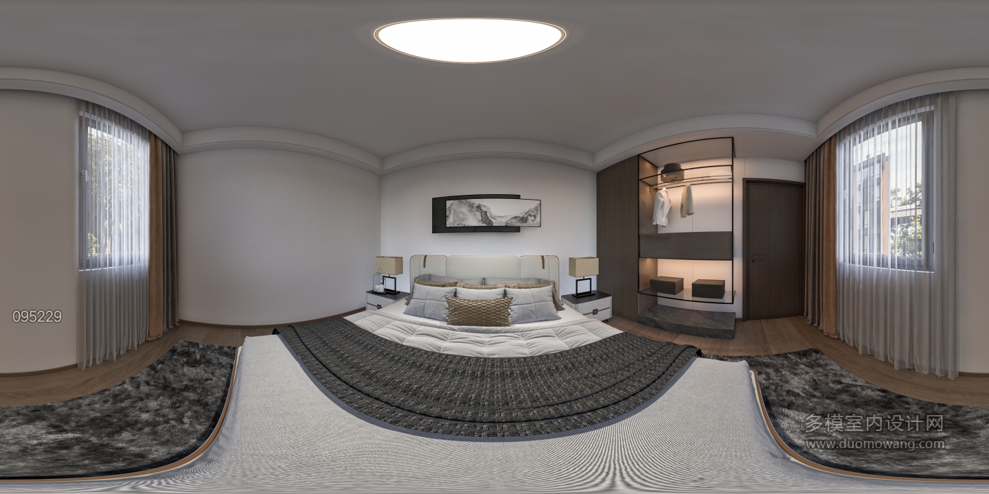 现代别墅二楼卧室3全景
