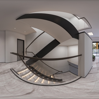 现代别墅二楼过道全景