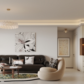 中古风客餐厅_沙发墙